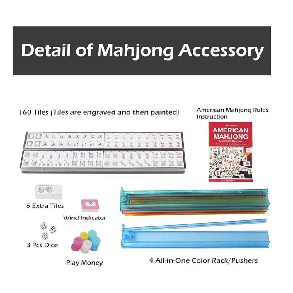 Portable American Mahjong Set with 166 Durable Tiles and Accessories Included
